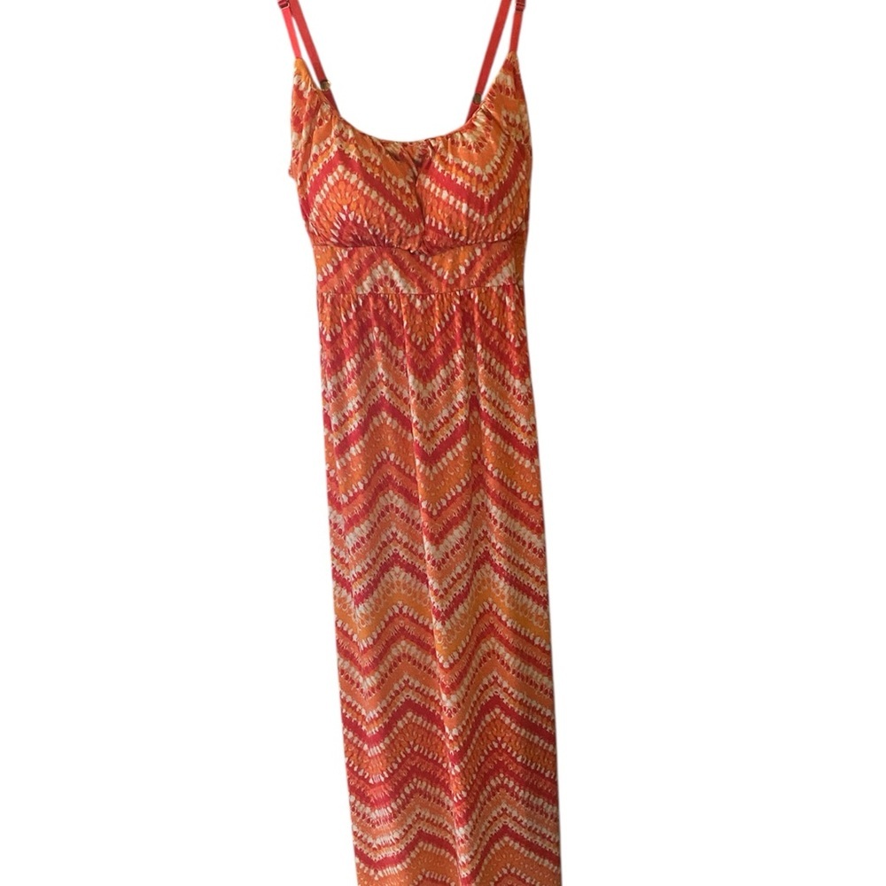 ALLISON BRITTNEY EUC ORANGE CHEVRON MAXI DRESS SZ XL
